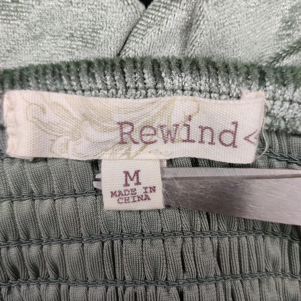 Rewind Sage Green Velvet Dress - Picture 3 of 3